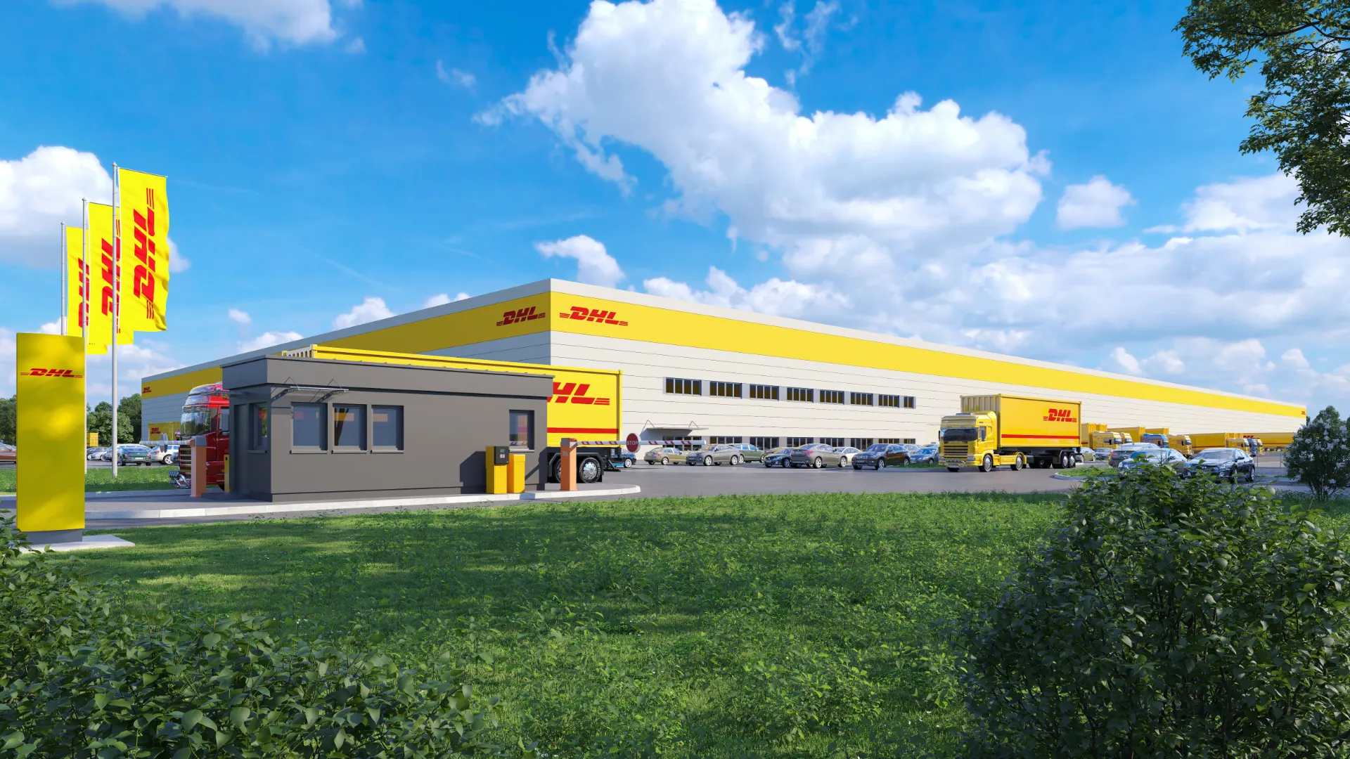 Projekt obiekt logistyczny, Gorzów Wielkopolski, DHL Supply Chain, wizualizacja 1